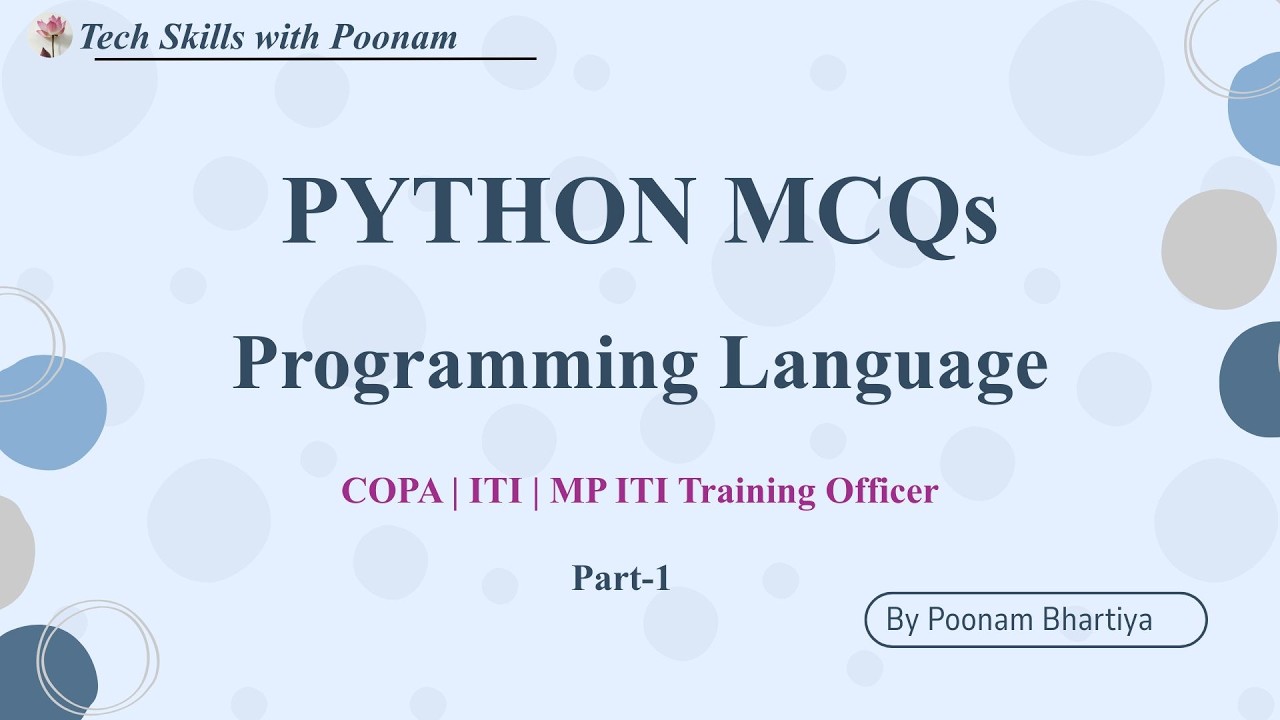 Python MCQ | Programming Language Basics | COPA | ITI | MP ITI TO