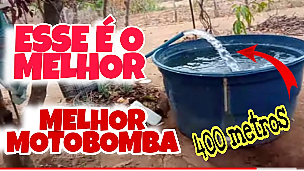 instalando e jogando água a 400 metros de distância motobomba branco B4T-716