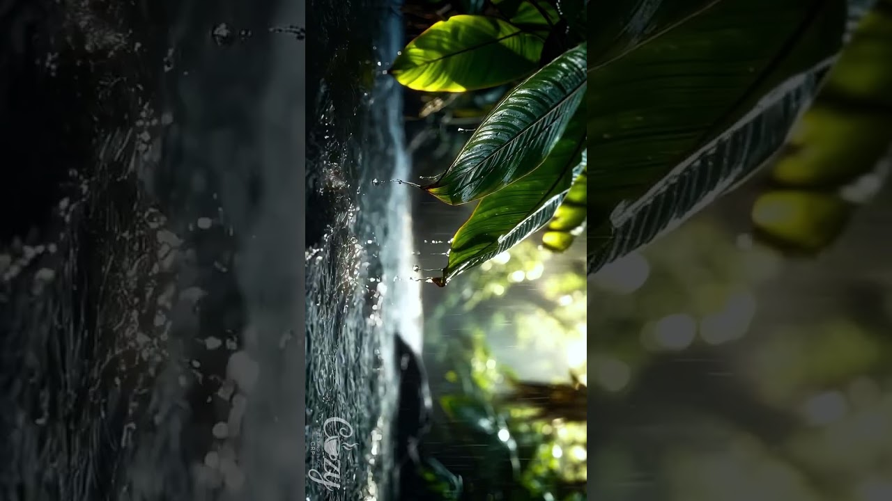 Tropical Rain on Jungle Leaves Soothing River ASMR #shorts