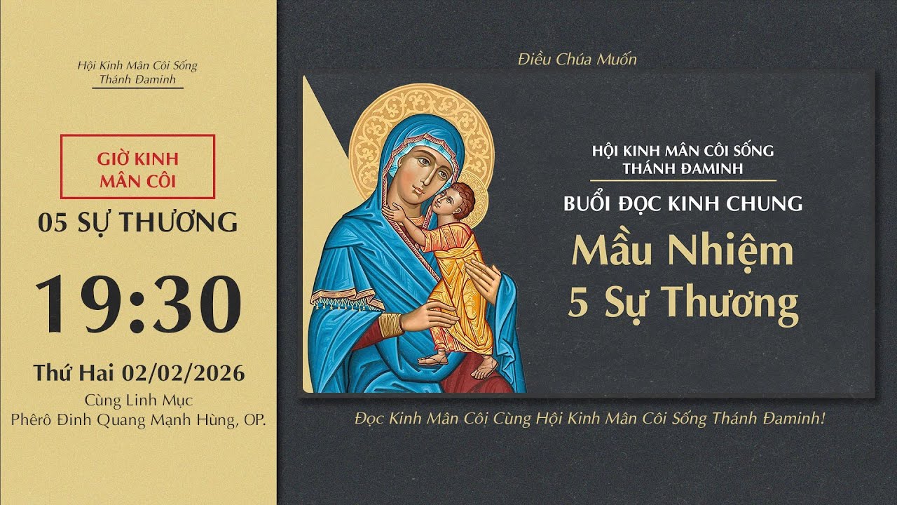 🔴Kinh Mân Côi | 02/02/2026 | 5 Sự Thương - Tối Thứ Ha Tuần IV Thường Niên
