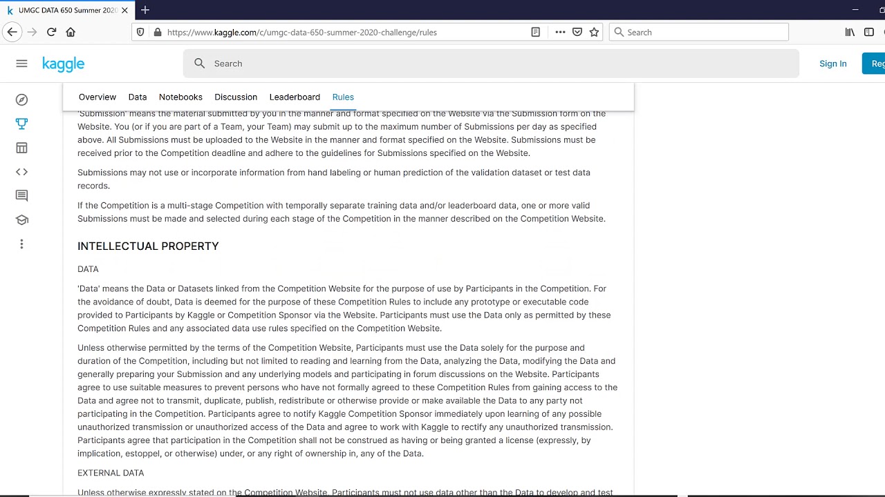 Kaggle Competition UMGC Summer 2020