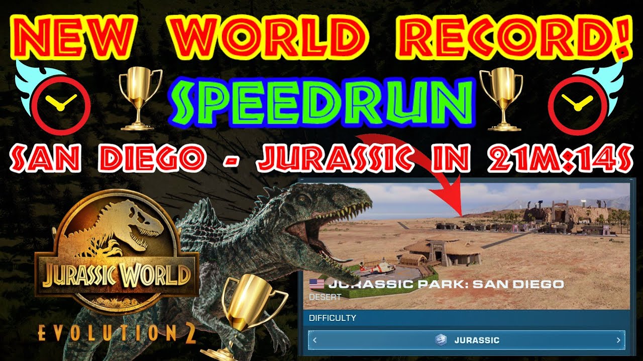 NEW WR! - Speedrun - San Diego - Jurassic Challenge in 21m:14s - Jurassic World Evolution 2
