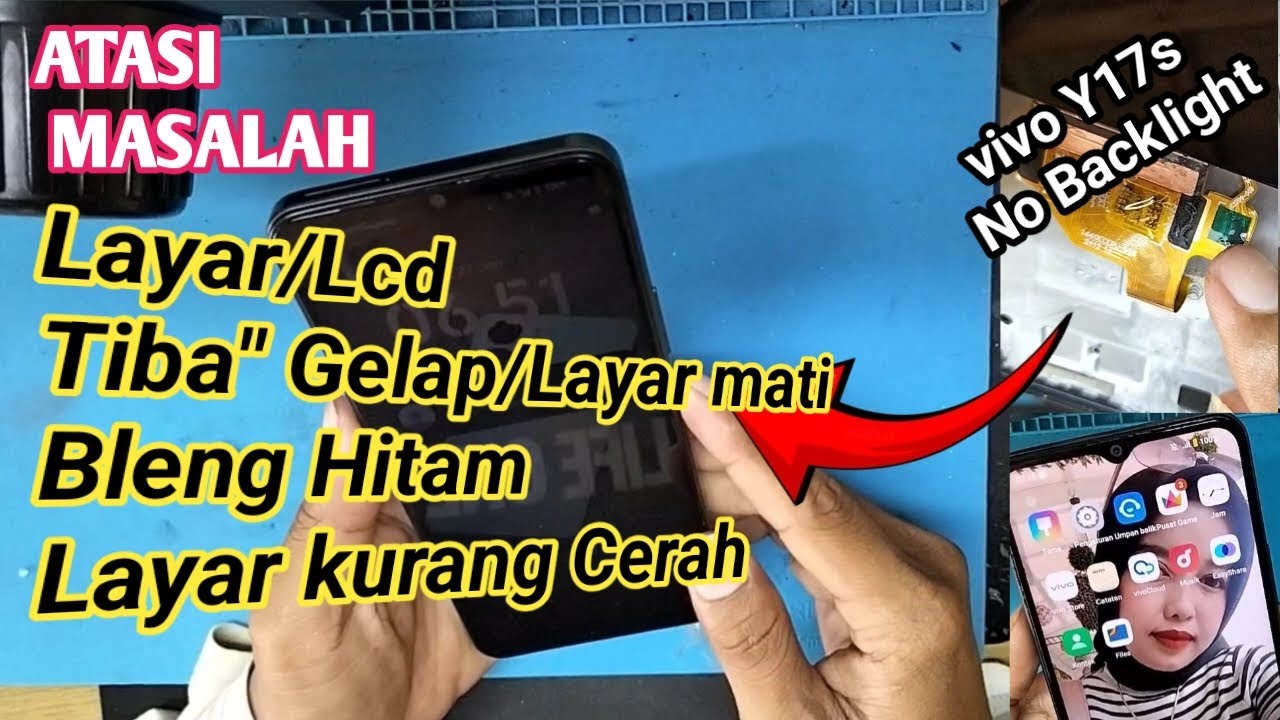 Vivo Y17s layar mati bleng hitam vivo Lampu lcd mati/Layar tidak cerahNo Back Light vivo Y17s mati