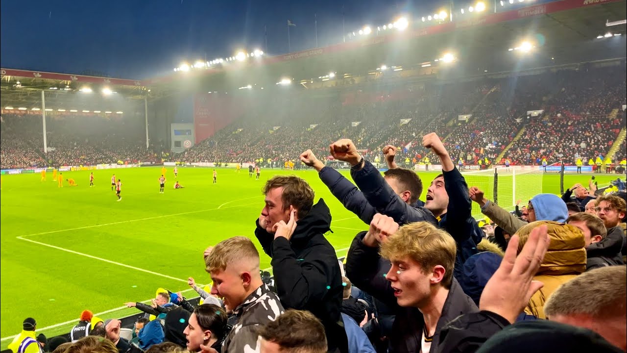 Wolves fans at Sheffield United away (4/11/23)