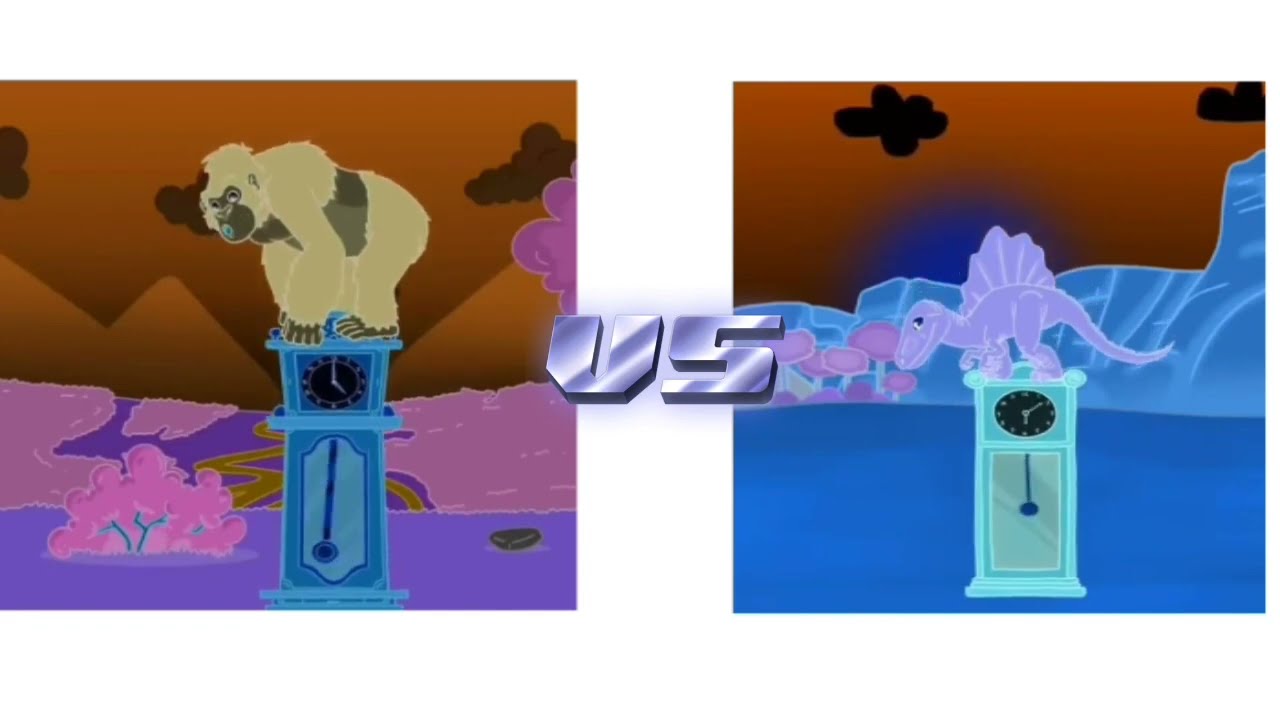 Versus mode, Gorilla vs dino with effects. chaotic. ( inspired by hickory)