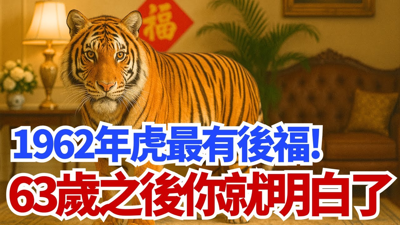 揭秘真相！為什麼說1962年的虎是「最有後福」的？63歲之後你就明白了！#屬虎 #1962年 #壬寅虎 #生肖運勢 #2025運勢 #命理 #後福 #晚年運勢 #財運 #轉運 #福報 #家庭 #健康