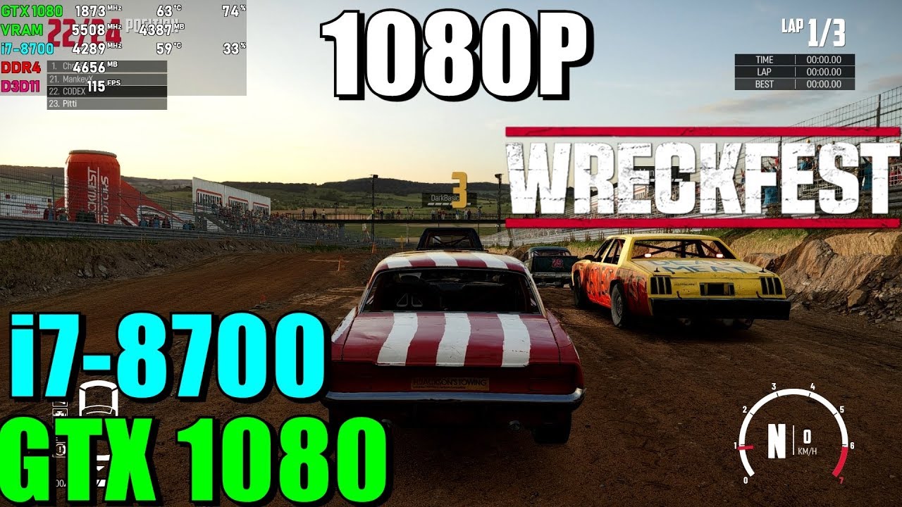 Wreckfest: GTX 1080 &bull; i7 8700 Max Settings 1080P