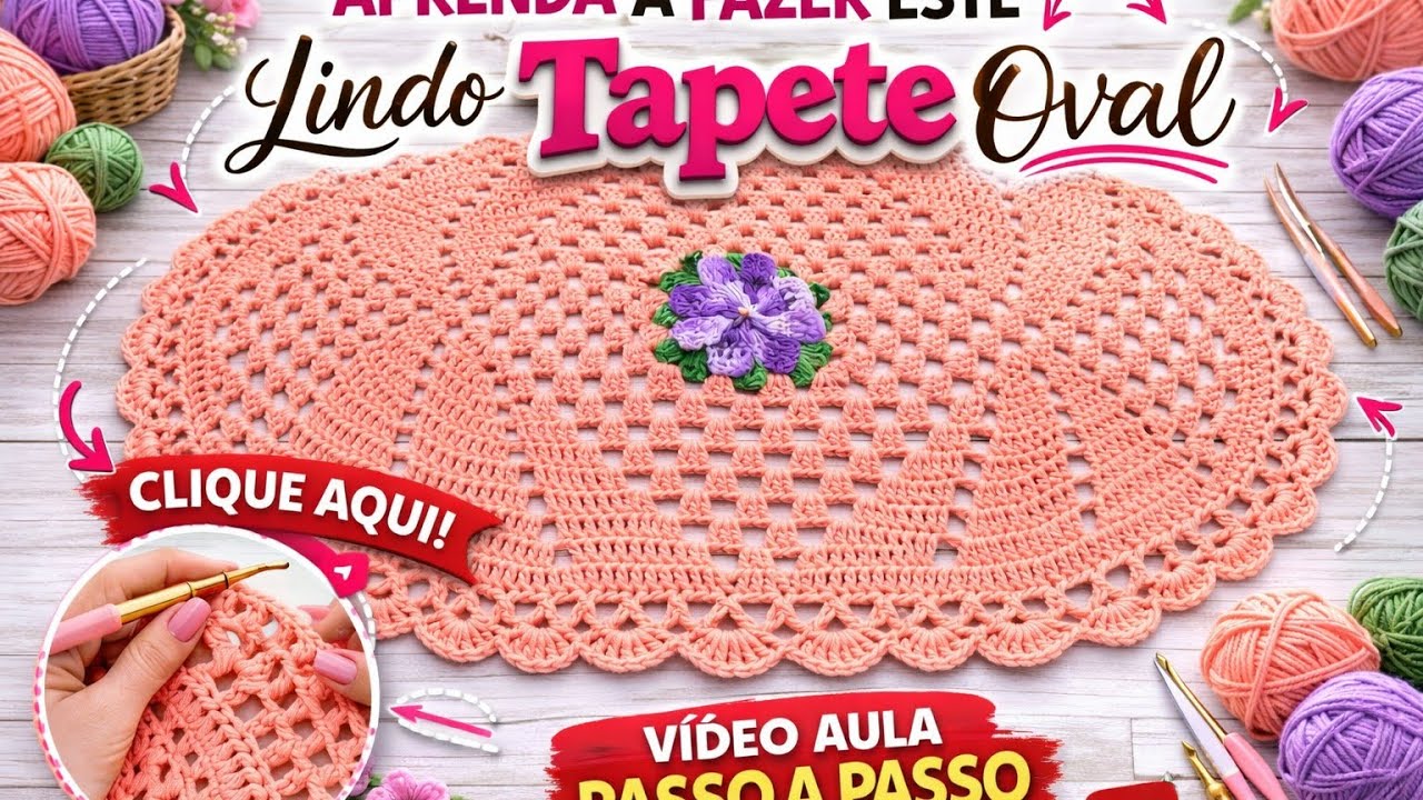 👉 TAPETE OVAL DE CROCHÊ FÁCIL E RÁPIDO | PASSO A PASSO PARA INICIANTES