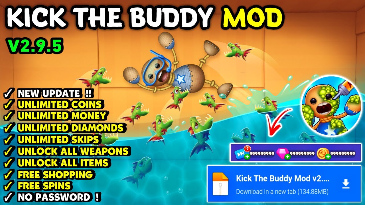 Kick The Buddy Mod Apk v2.9.5 | Unlimited Money & Unlock All Weapons