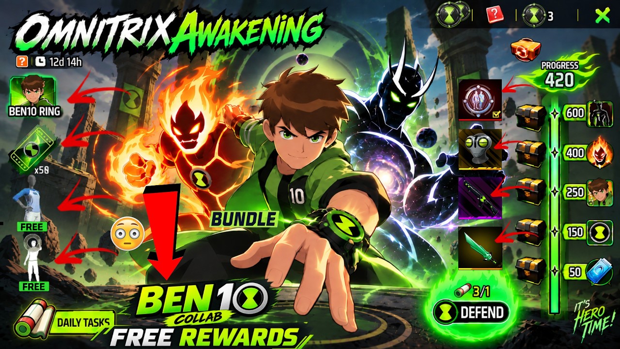 FREE FIRE &times; BEN10 EVENT FREE REWARDS🔥 -para SAMSUNG,A3,A5,A6,A7,J2,J5,J7,S5,S6,S7,S9,A10,A20,A30,A50