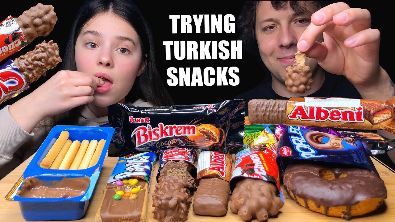 ASMR TRYING TURKISH SNACKS part 5 (CHOCOLATE + COOKIES) EATING SOUNDS MUKBANG 먹방 | Tati ASMR