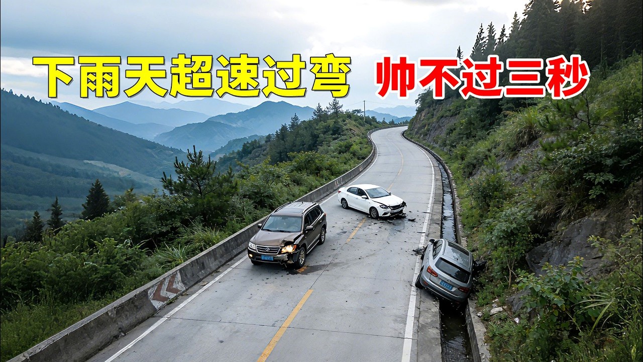 下雨天超速过弯，结果帅不过3秒，2026交通事故第42期