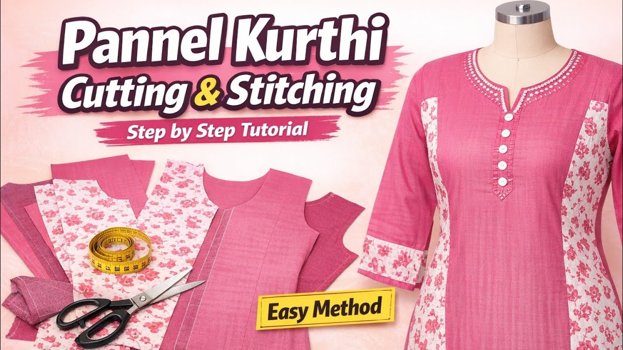 Pannel Kurthi Cutting & Stitching👗Step by Step | Easy Method for Beginners😍#trending #youtube#video 