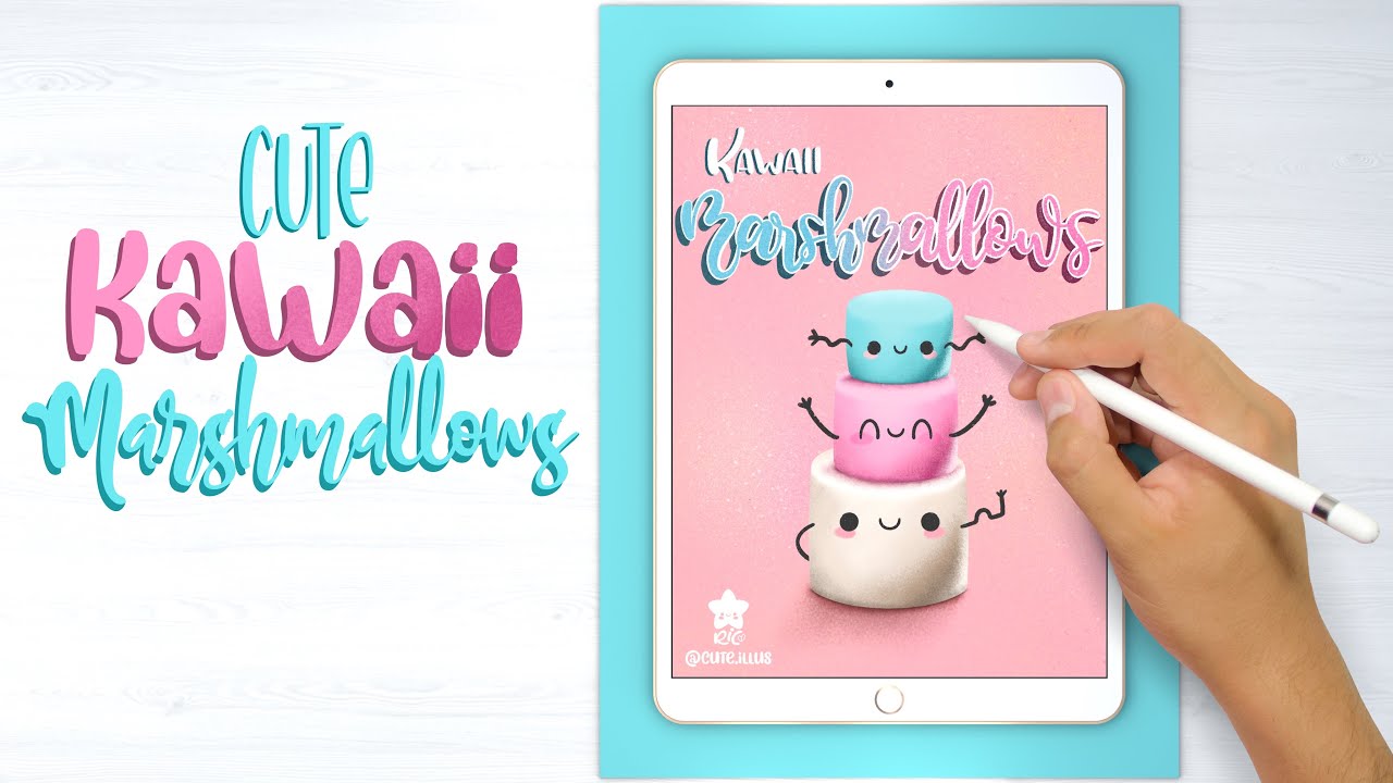 KAWAII marshmallows ILLUSTRATION 💕 on the ipad air with procreate - CUTE ILLUSTRATIONS