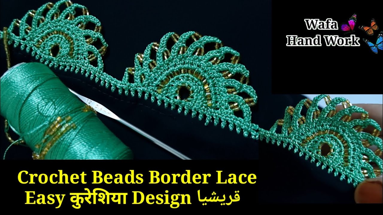 New Qureshia Desgain ✨ कुरैशिया डिजाइन | کروشیا ڈیزائن | Haw To Crochet Beads Work | Neck,Sleeve