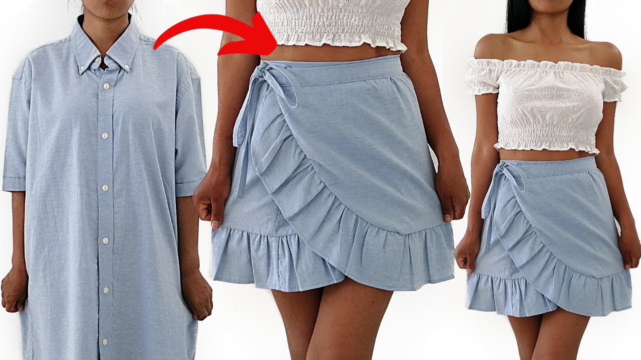 DIY como hacer una FALDA ENVOLVENTE  o PAREO (paso a paso) |  DIY How to make a Ruffled Wrap Skirt