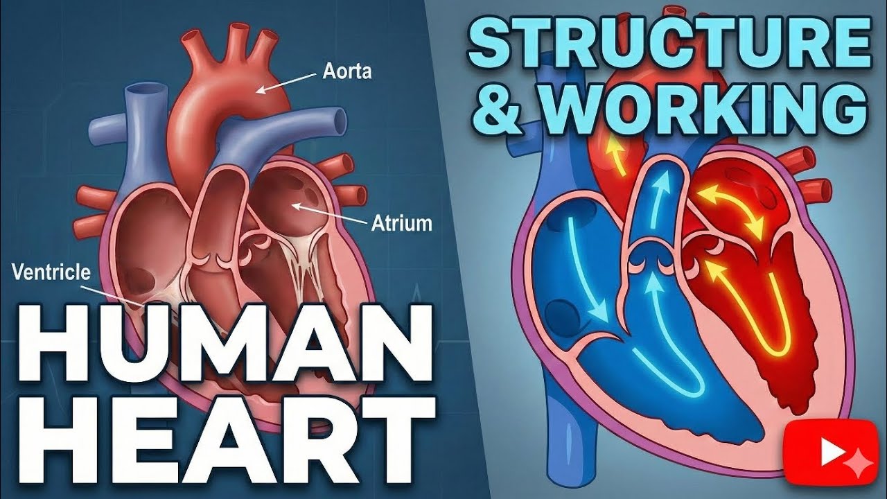 Human heart | structure and working | easy explanation in hindi | with proper diagram | flow chart 