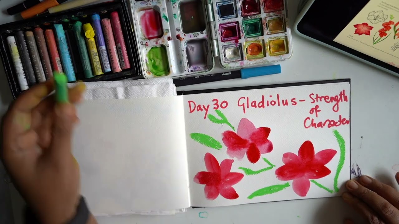 Art Journaling with Flowers | Day 30 Gladiolus