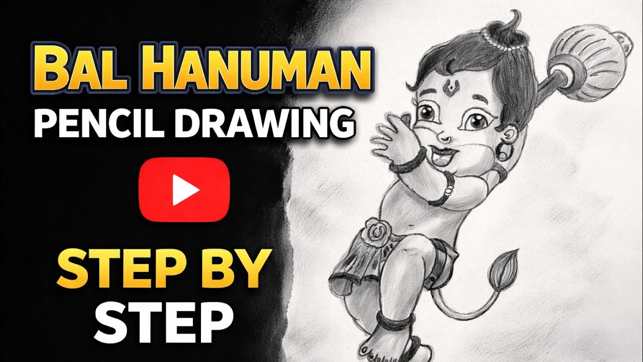 Bal Hanuman Beautiful Drawing बाल हनुमान की सुंदर ड्रॉईंग ❤️📿🔱