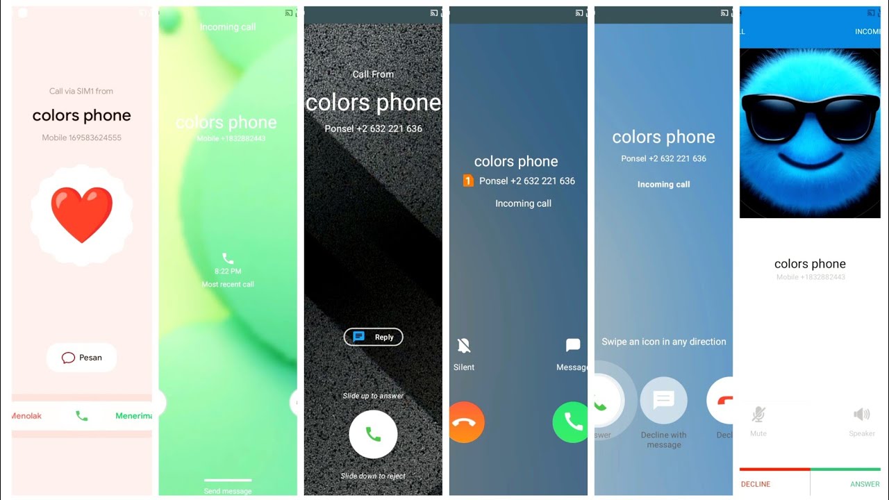 pixel 6 & Samsung note20 &  Sony Xz5 VI & Oppo f14 & LG wings & htc one5 |incoming call 