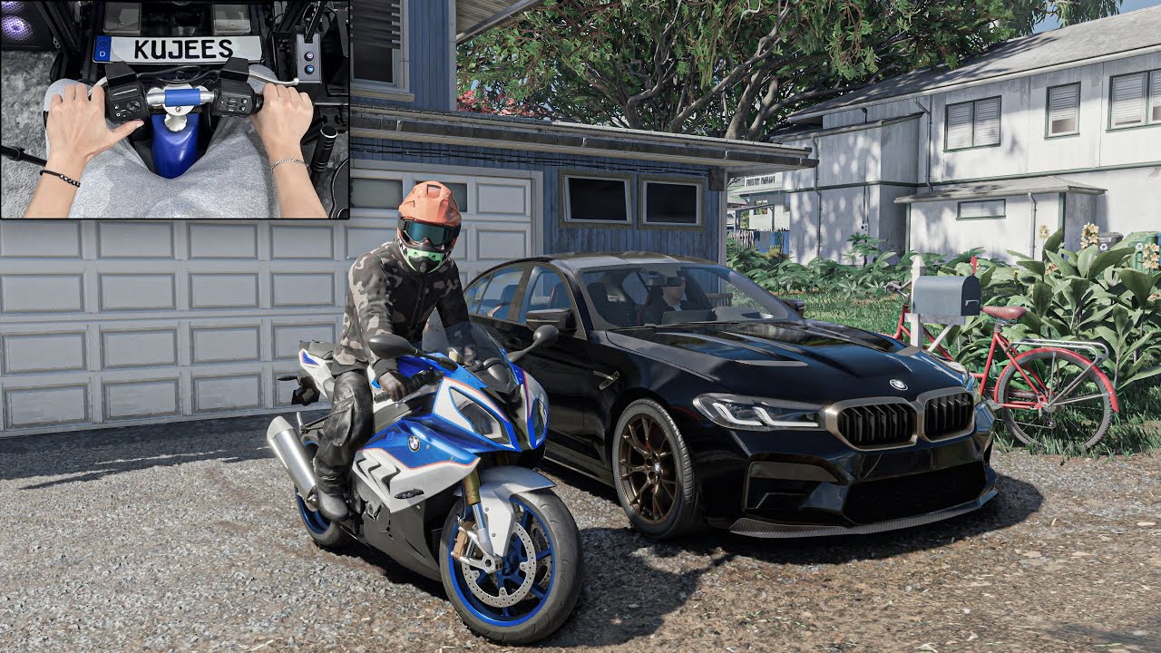 BWM S1000RR & BMW M5 CS - The Crew Motorfest |  Thrustmaster Bike handlebar