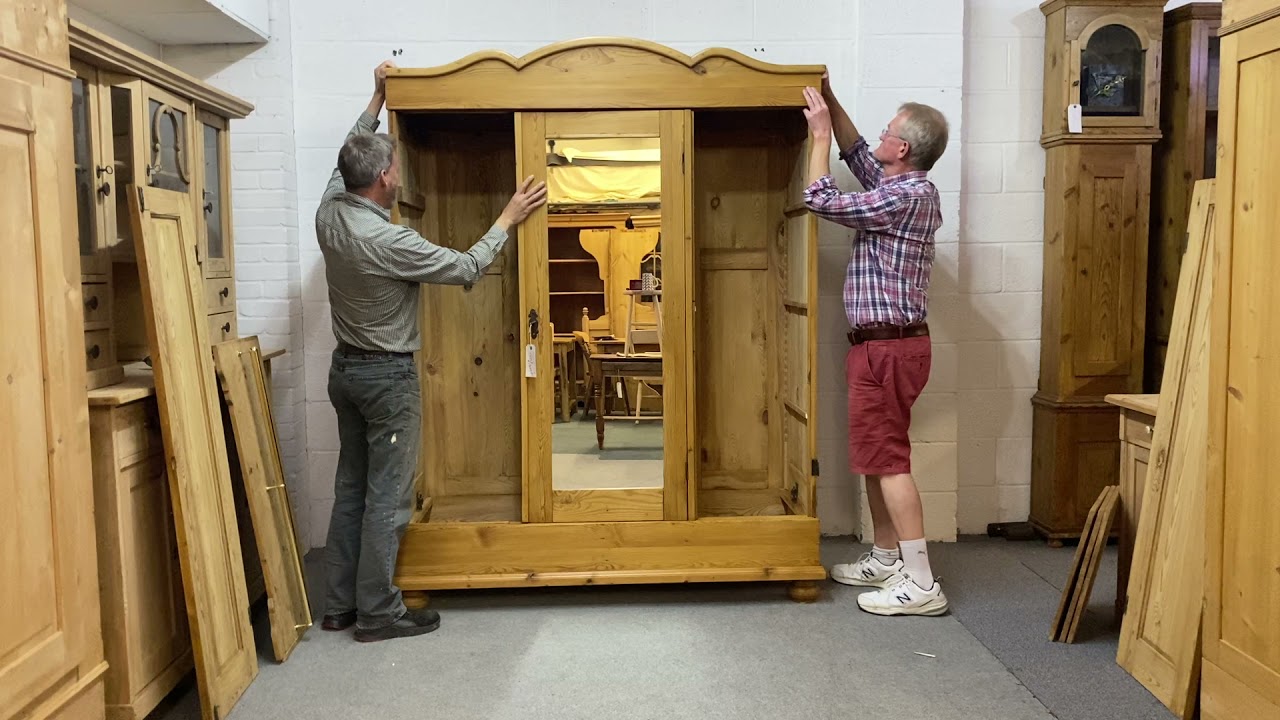 Assembly of Antique Pine Triple Wardrobe - Pinefinders Old Pine Furniture Warehouse