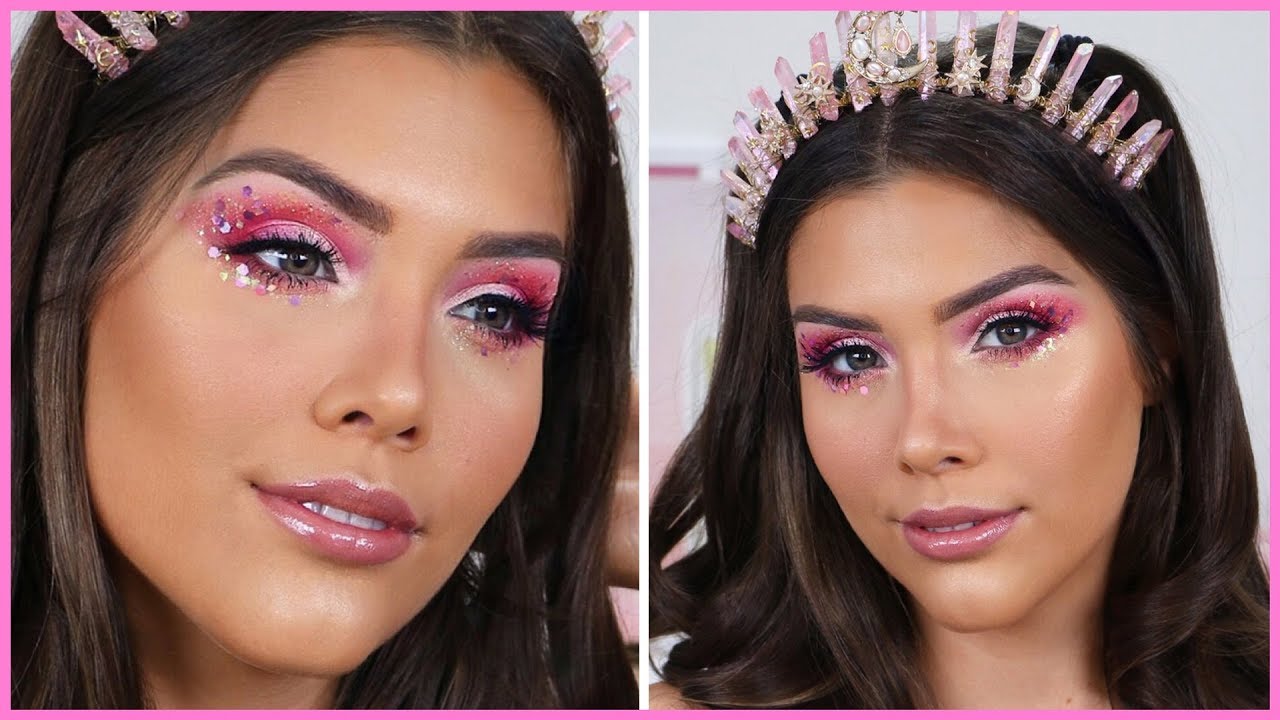 PINK GLITTER FESTIVAL MAKEUP TUTORIAL