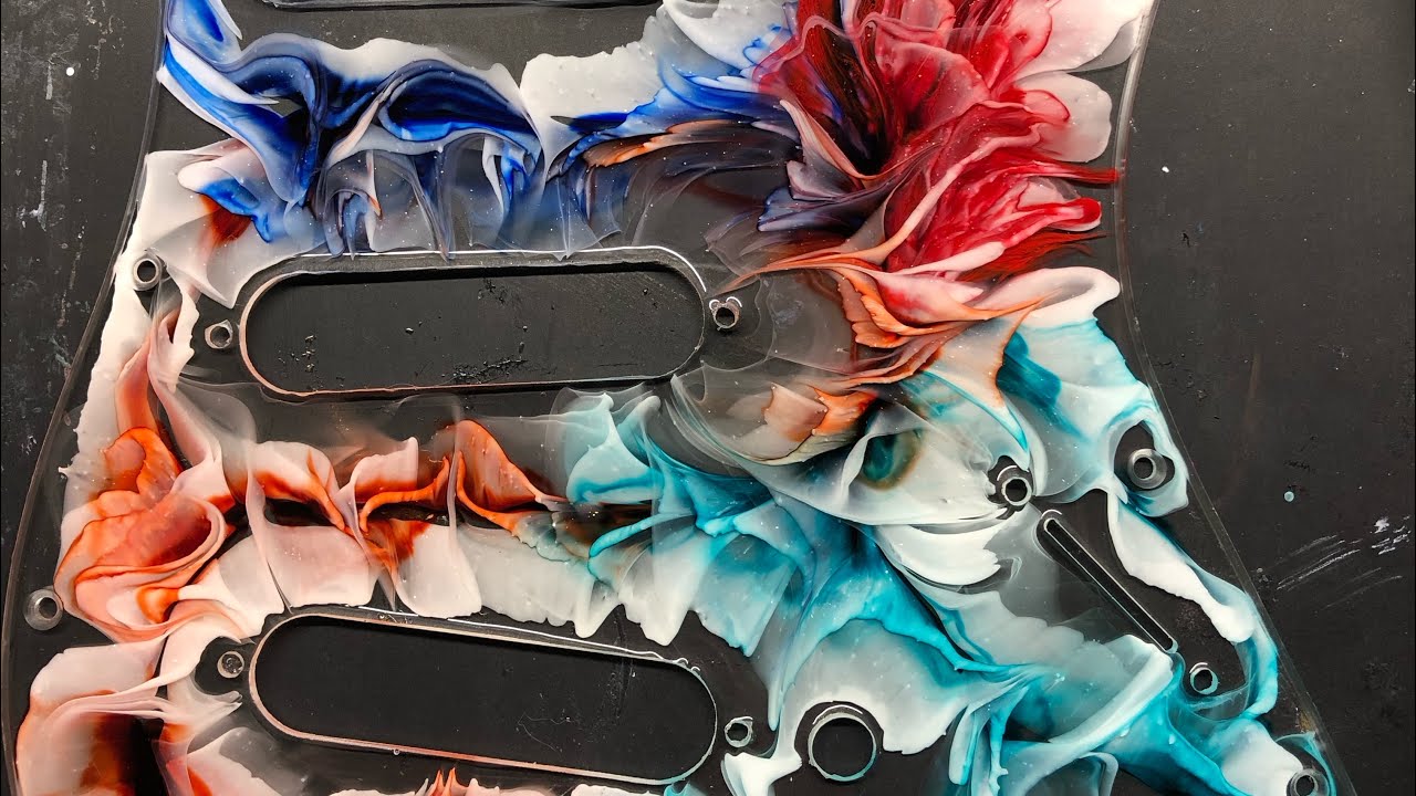 73-Resin Guitar Pick Guard #oneofakind #beginners #resinflowers #blooming #epoxyresin