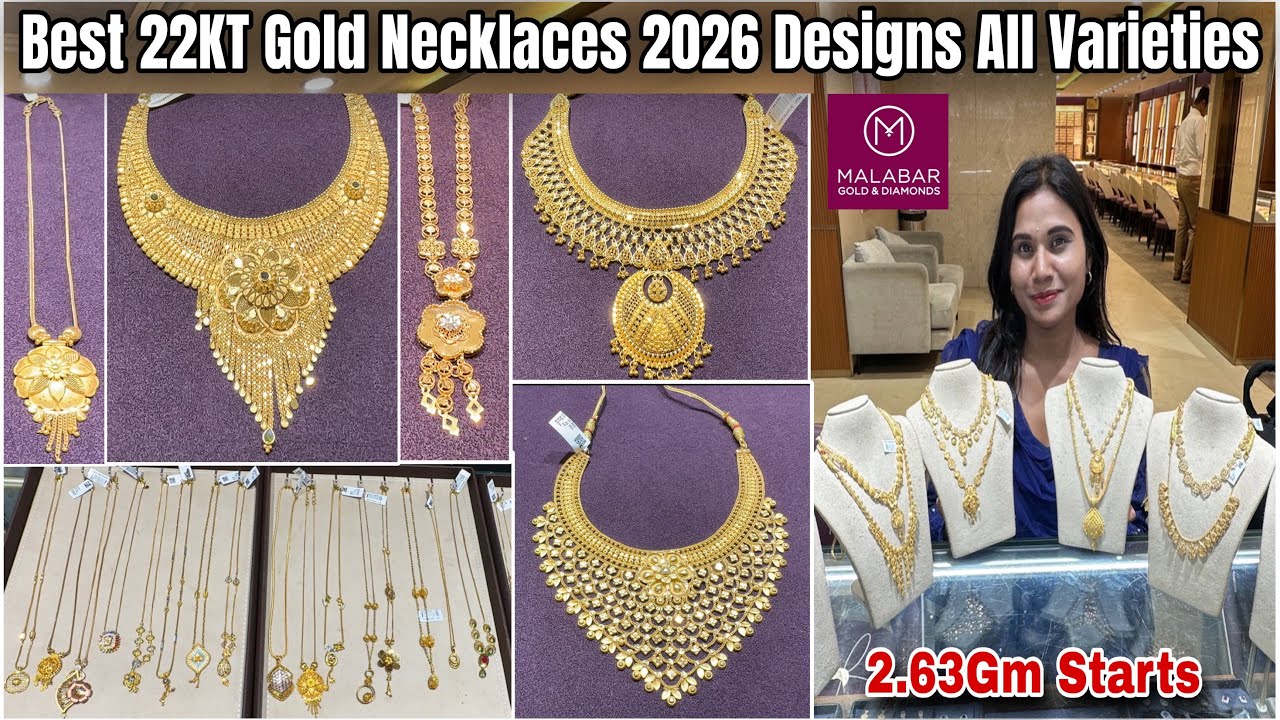 Malabar BEST 22Kt Gold Necklaces 2026 Designs 2Gm Start😳Lightweight Gold Necklace Designs With Price