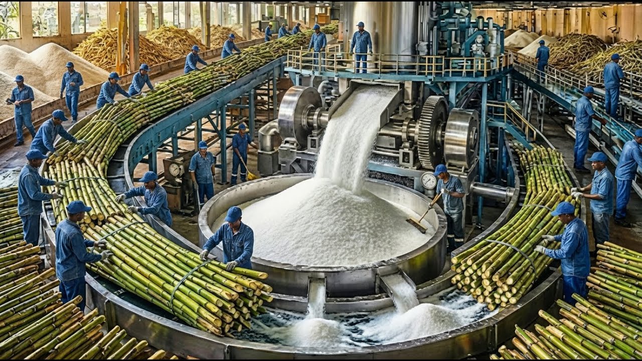 How Sugar Is Made from Sugarcane  Inside a Massive Cane Sugar Factory Full Manufacturing Process
