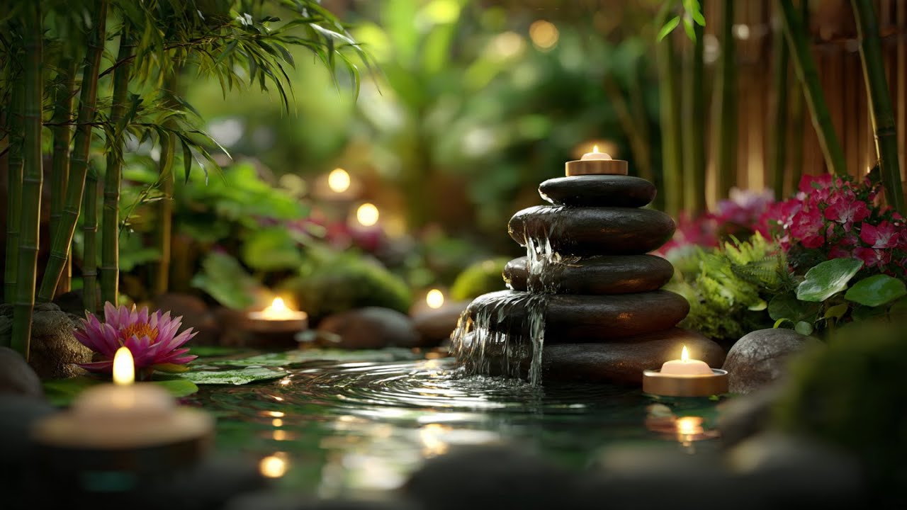 Peaceful Night Sleep Music with Flowing Water and Gentle Piano | LIVE