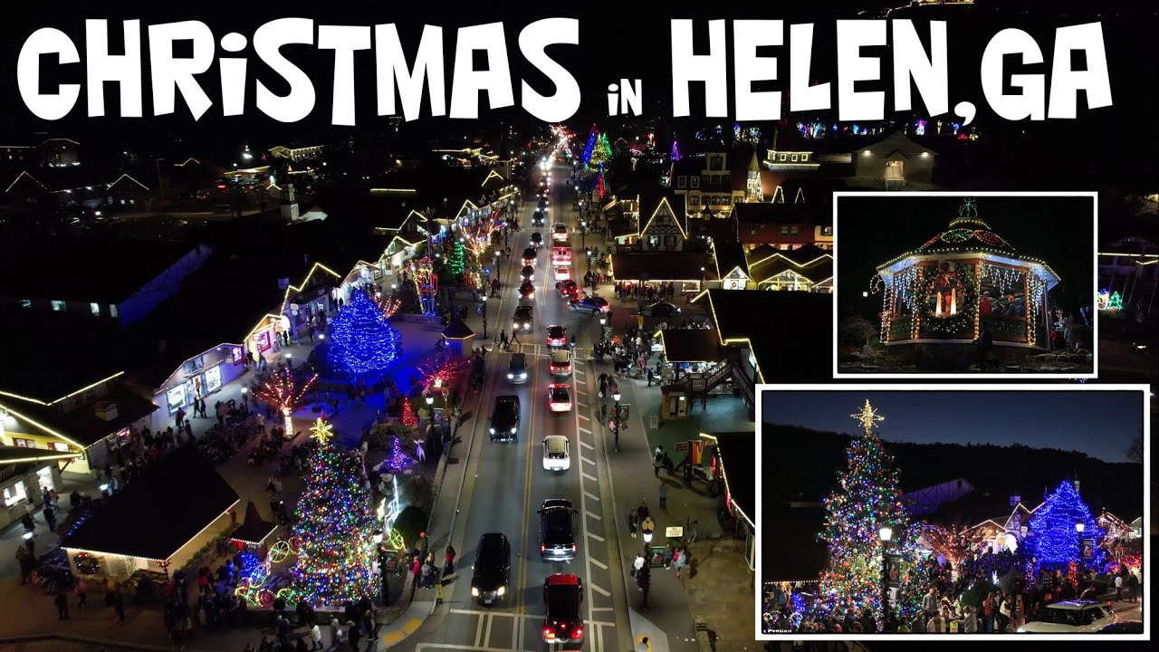 Helen, Ga/Christmas Lights 4K (DJI Mavic Air 2S Drone Footage) Walkthrough & Flight/Close to Atlanta