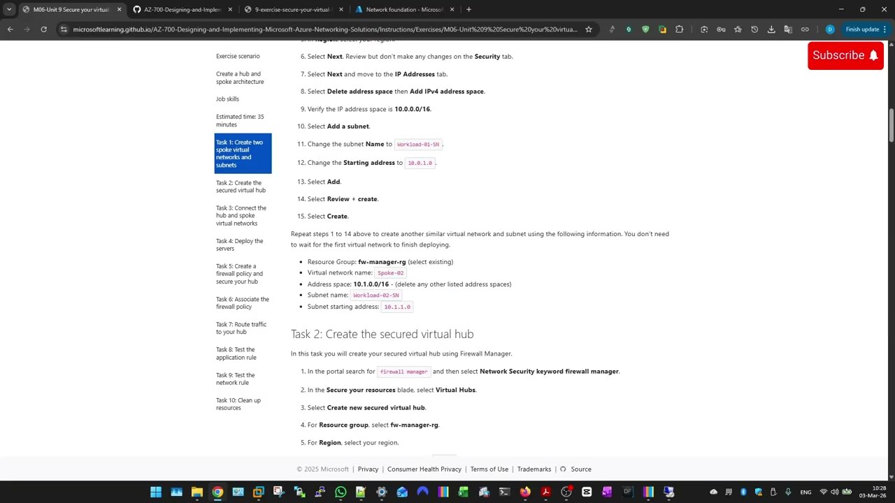 Secure your virtual hub using Azure Firewall Manager #networkengineer