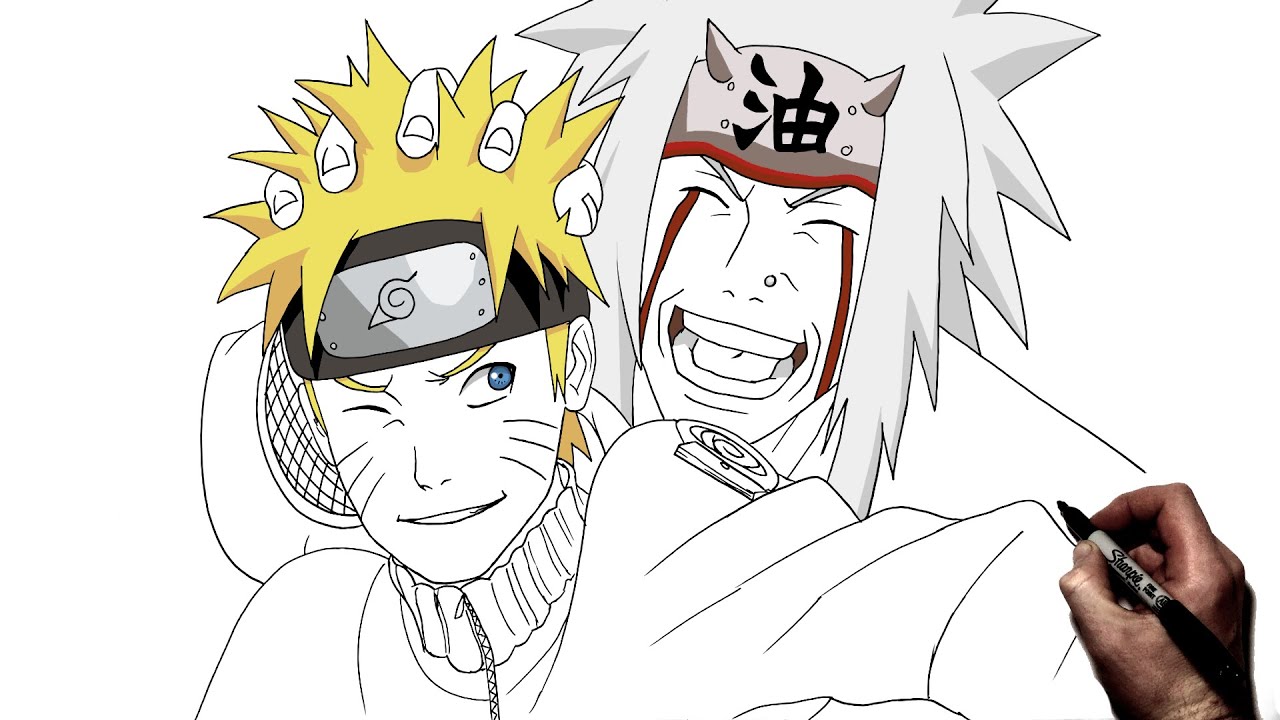 Как рисовать Наруто и Джираю | Пошаговое руководство | NAruto