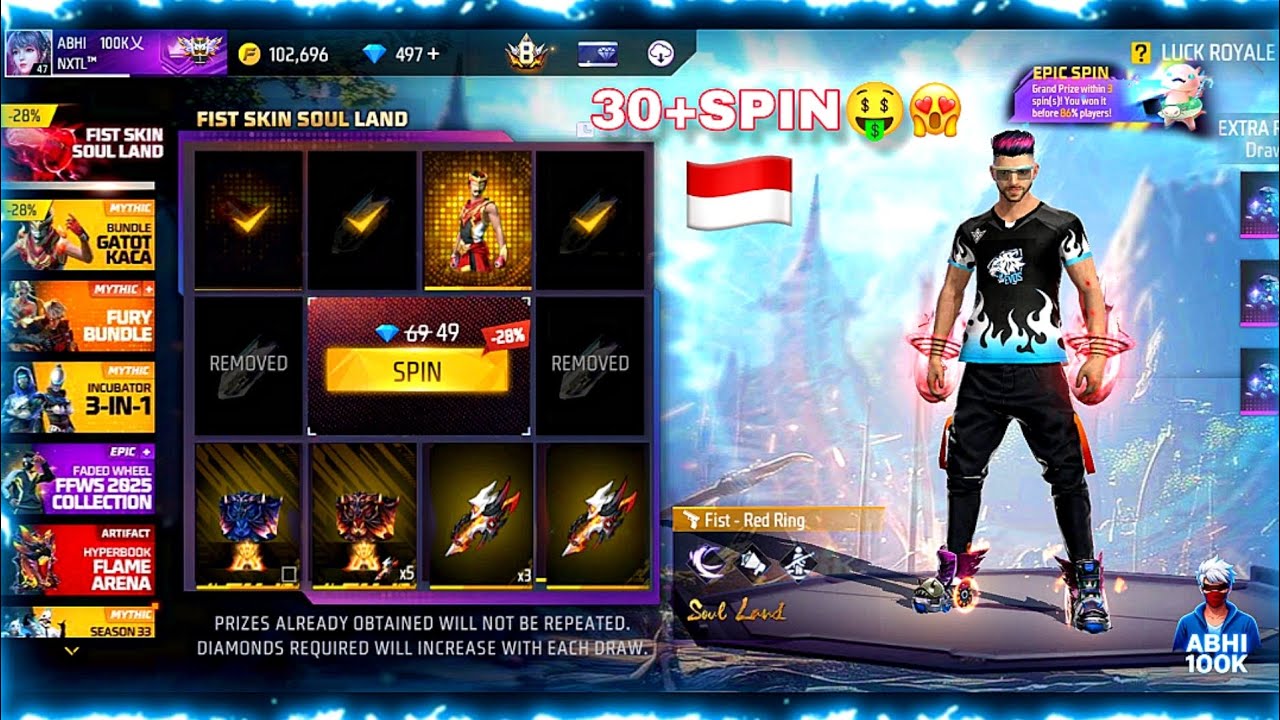 I Got new soul land fist skin in faded wheel Indonesia server 🇮🇩 Free fire ❤️