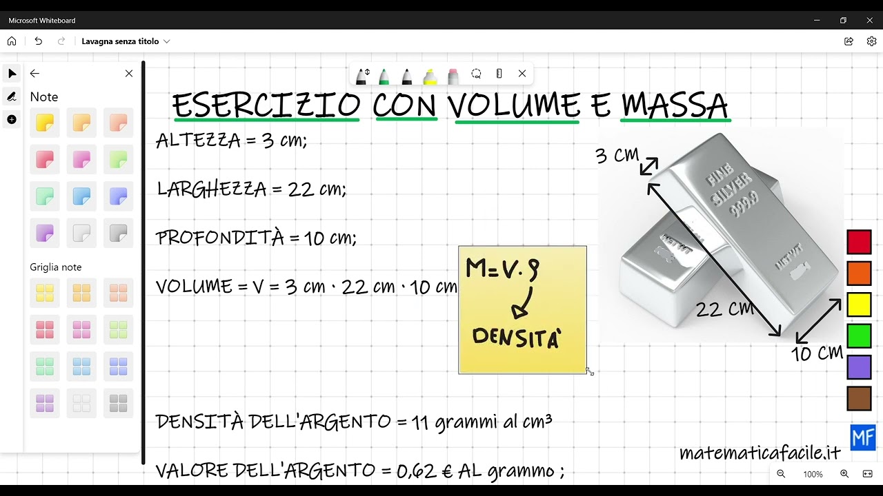 Esercizio con volume e massa parallelepipedo