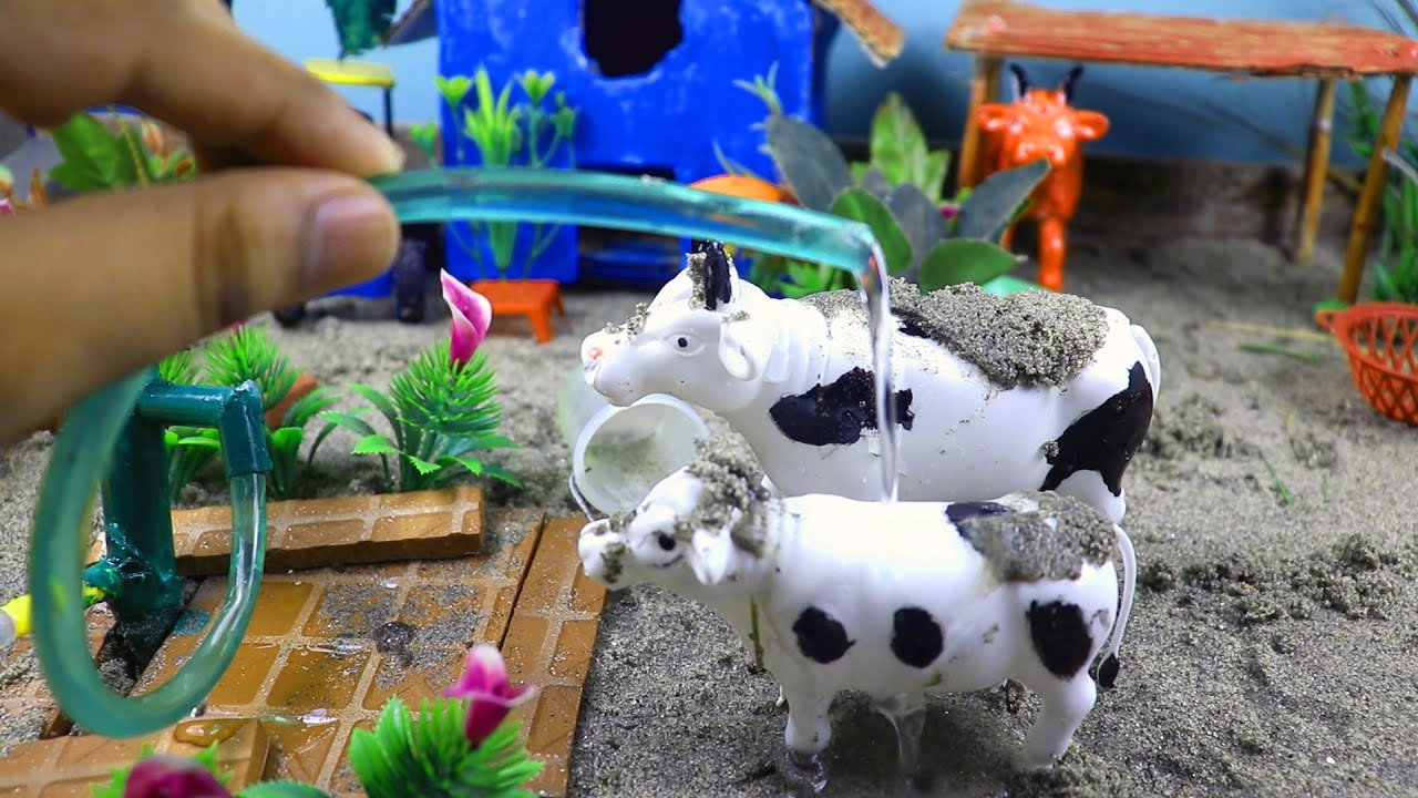 how to make cow shed| diy school project cow shed| shower of animals |mini ingenious |mini hand pump