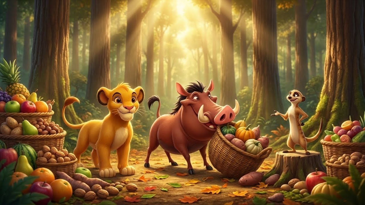 The Lion King : Simba, Timon & Pumbaa Gather Food for Winter 🌰🍎❄️ | The Lion King Animation