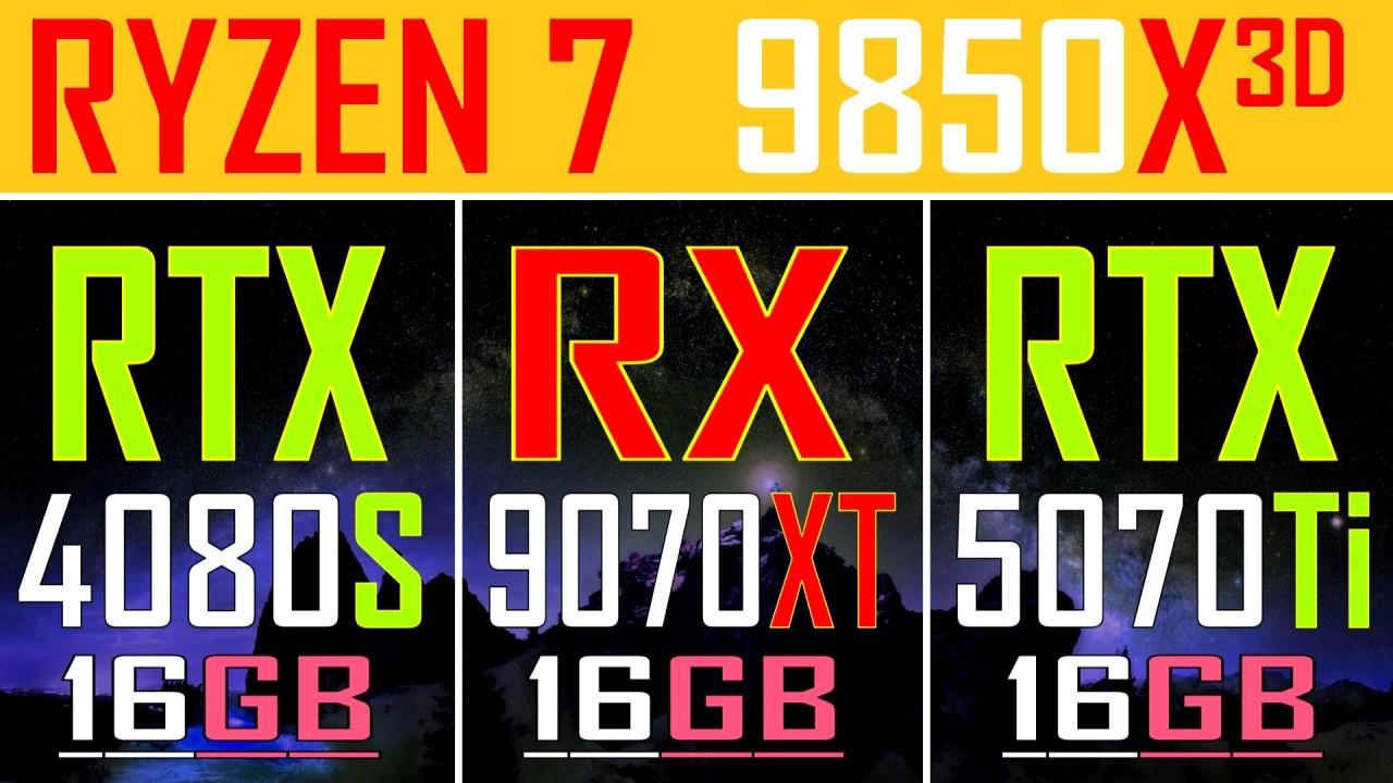 RTX 4080S vs RX 9070XT vs RTX 5070Ti || RYZEN 7 9850X3D || PC GAMES TEST ||