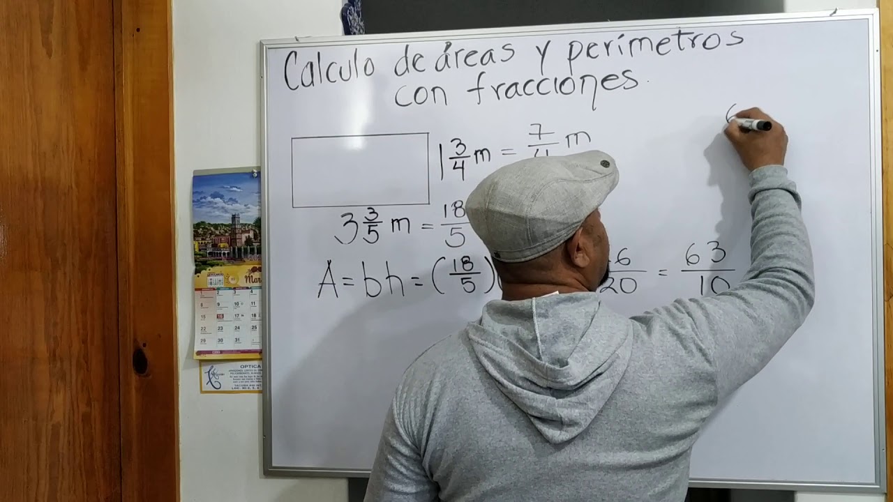 Cálculo de áreas y perímetros con fracciones 1 ( video # 17)