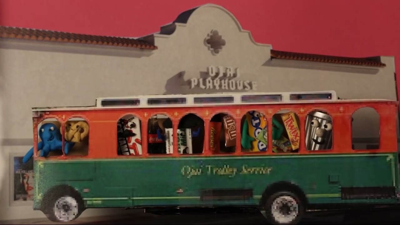 Ojai Playhouse Snacks on the Trolley, music by Mikael Jorgensen, Claymie claymation stop-motion