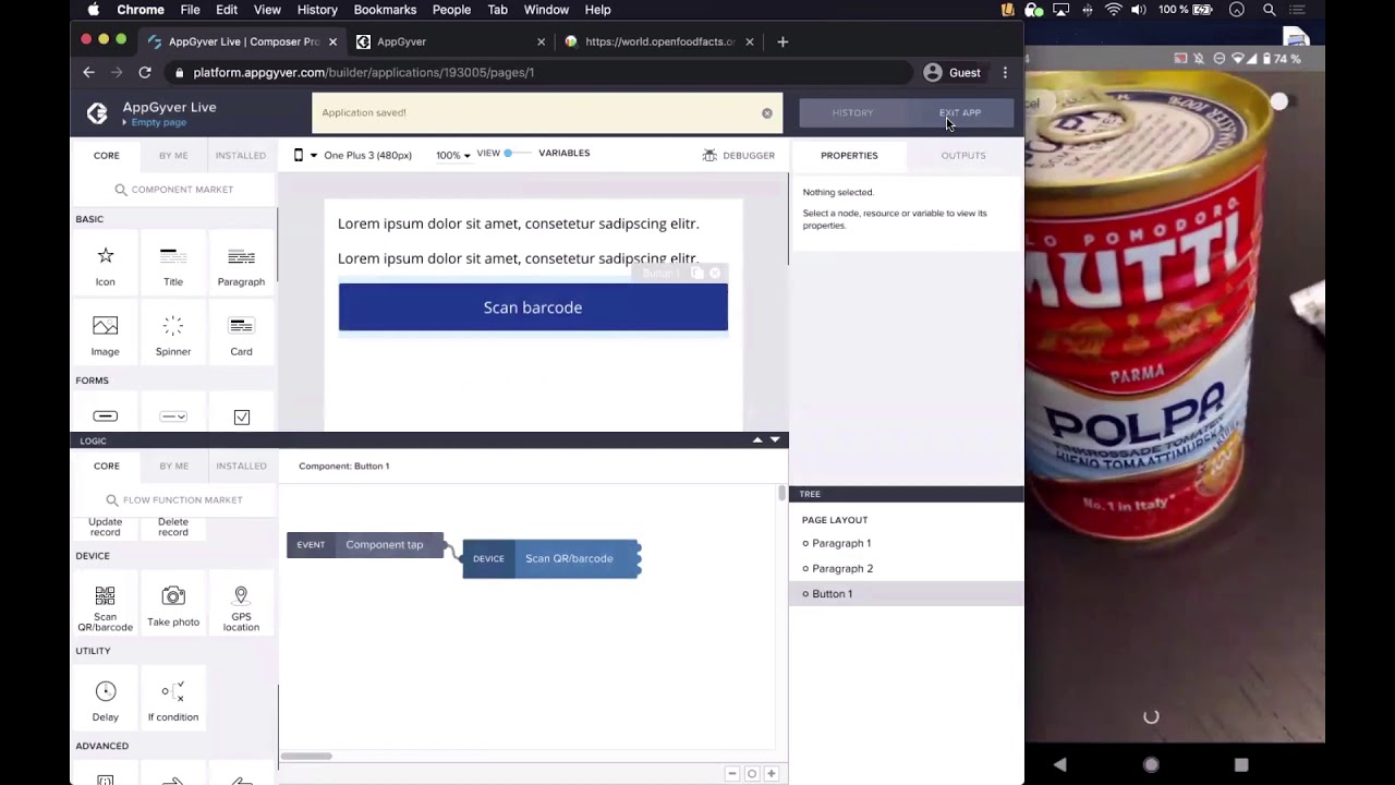 AppGyver Live — Scanning a Barcode [clip]