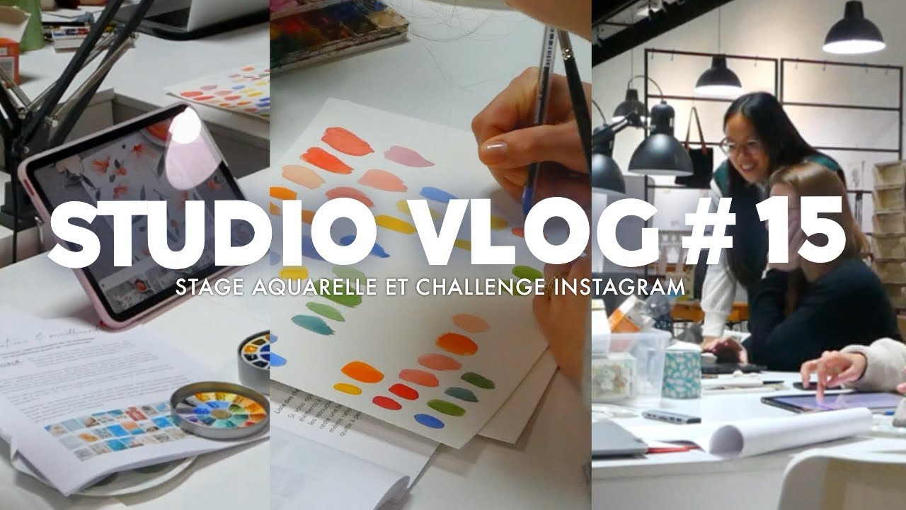 studio vlog | stage pour digitaliser ses aquarelles et challenge couleurs