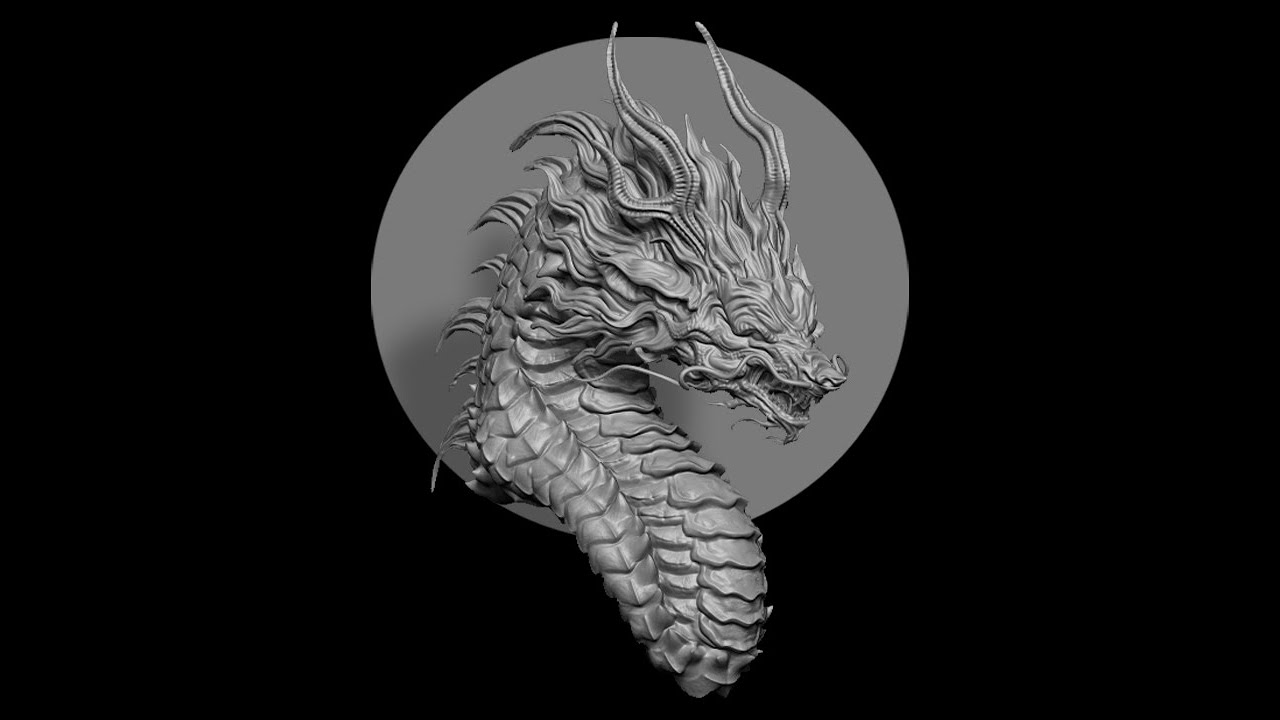 Digital Sculpting Fire Chinese Dragon Head  Zbrush Timelapse #3