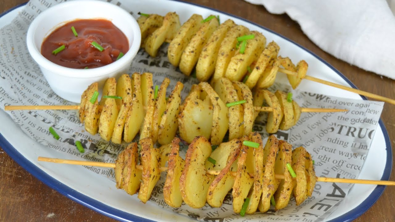 Patatas en espiral al horno. Receta de guarnición  ¡Fáciles y riquísimas!