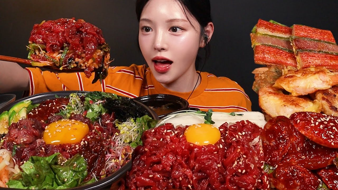 SUB)육회 왕창 비빔밥에 양념게장 모둠전 먹방! 소고기국밥까지 광장시장 털어왔어요 한식 집밥 꿀조합 Korean Home Meal Mukbang Asmr