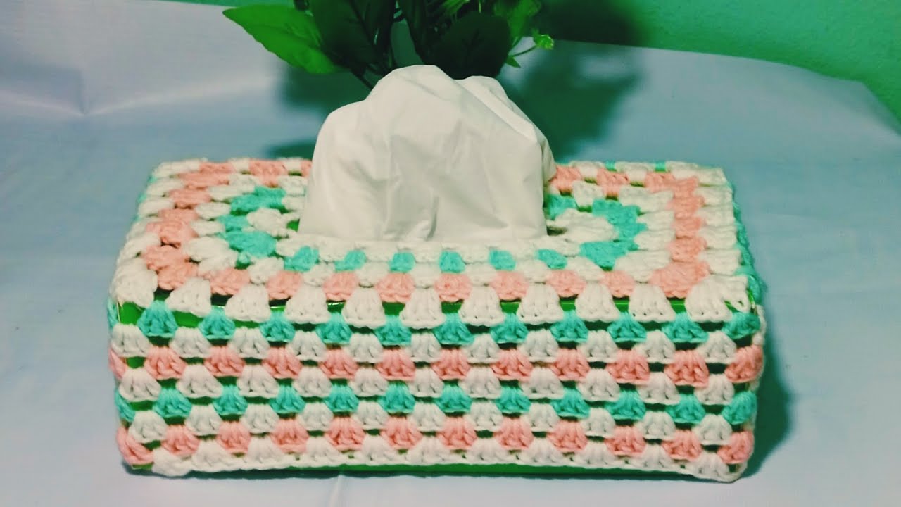 কুশিকাটার টিস্যু বক্স  কভার//Crochet tissue box cover for beginners.//Handicraft home.#tissuebox.