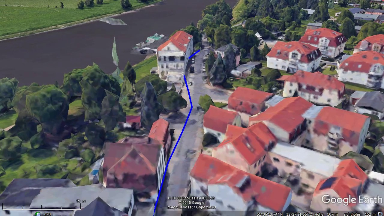 45 km Wanderung Dresden - Meißen 3D Google Earth Tour