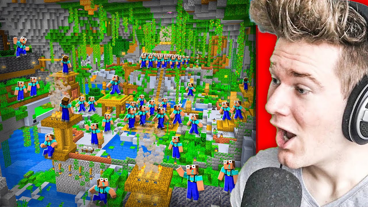 100 WIDZ&Oacute;W PR&Oacute;BUJE PRZEŻYĆ w 1 JASKINI 😳 | Minecraft Extreme