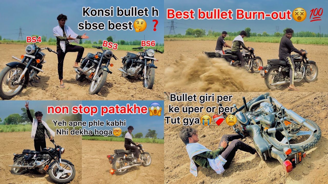 BS3,BS4,BS6 Bullet off roading test✅non stop patakhe🤯💯last me bullet giri per ke uper or lag gyi😥